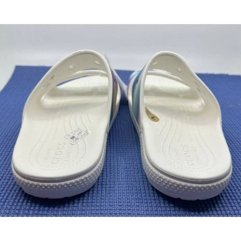 Crocs Classic Solarized Sandal Mens 12 White Multi New‎ Ombre Slides 207771-94S